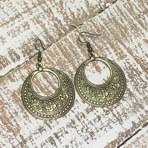 Vintage Antique Gold Dangle Hoop Earrings